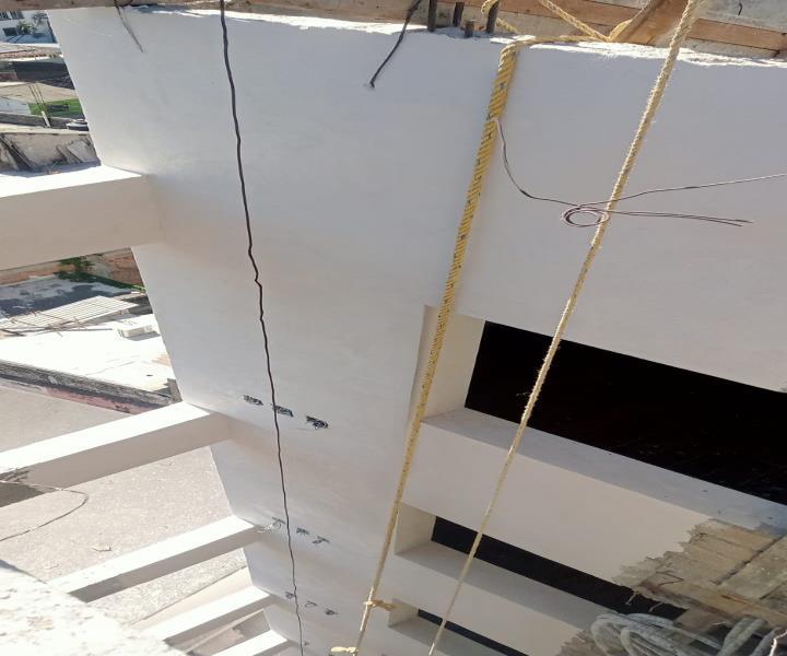 Cladding on the left lighting shaft is finished