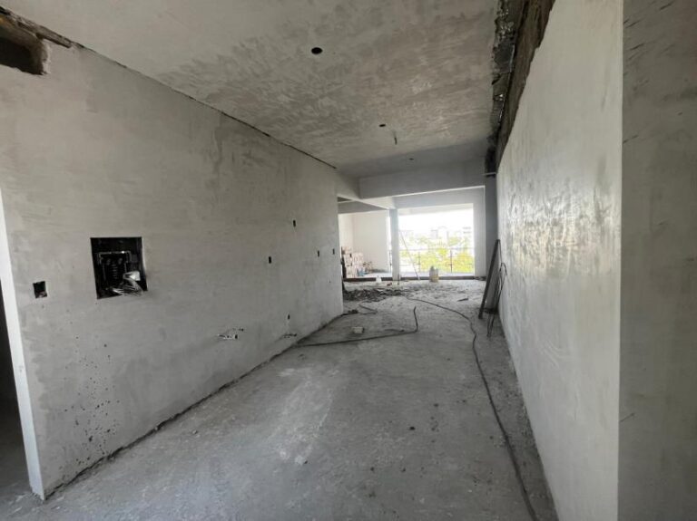 Completion of plaster application in unit 705